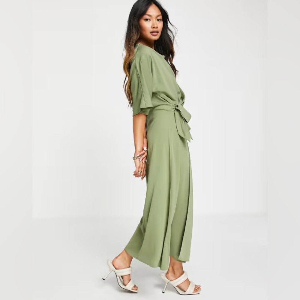 ASOS Cowl Neck Midi Dress with Wrap Skirt